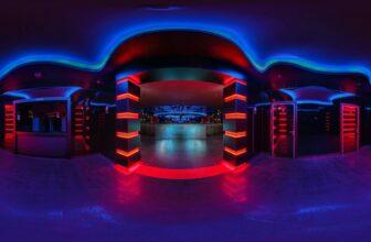 Full hdri 360 equirectangular spherical panorama in night club